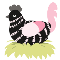 A sable and rose chicken with a bar pattern