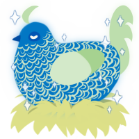 Algae, a sapphire and gluppy chicken with a double-lace pattern