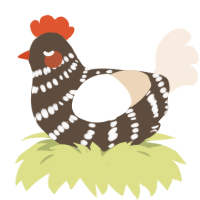 Brownie Sundae, a bark and cream chicken with a bar pattern