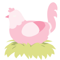 A rose chicken with a head pattern