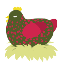 A olive and crimson chicken with a speckle pattern