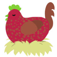 chicken pox, a crimson and russet chicken with a speckle pattern