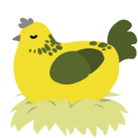 A yellow and olive chicken with a neck-speckle pattern