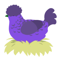 A blurple and overcast chicken with a half-lace pattern