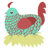 A mint and red chicken with a lace pattern