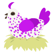 (unnamed), a white and amethyst chicken with a speckle pattern