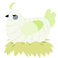 A white and apple chicken with a bar pattern