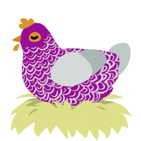 A plum and silver chicken with a double-lace pattern