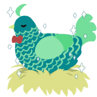 Alien Fan, a teal and spring chicken with a lace pattern