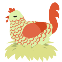 pomdering, a apple and vermilion chicken with a lace pattern
