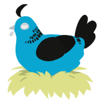 A cerulean and black chicken with a neck-band pattern