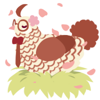 Yes, a cream and red chicken with a lace pattern
