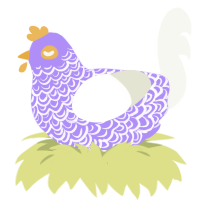 Lady Isolde, a lilac and white chicken with a double-lace pattern