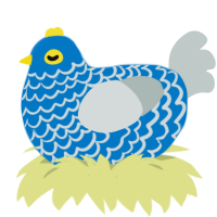 A sapphire and silver chicken with a lace pattern