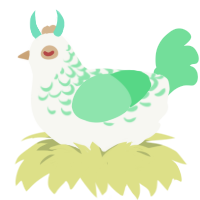 Anubis, a white and spring chicken with a half-lace pattern