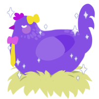 carousel, a blurple chicken with a neck-speckle pattern