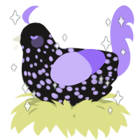 A sable and lilac chicken with a speckle pattern