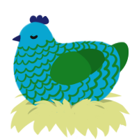 A cerulean and leaf chicken with a lace pattern