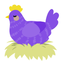 A blurple chicken with a bar pattern