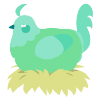 A spring and mint chicken with a head pattern