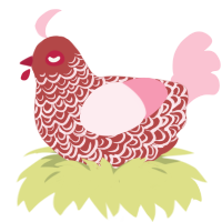 A red and rose chicken with a double-lace pattern