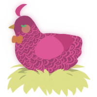 A violet and amethyst chicken with a double-lace pattern