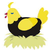 Lily, a sable and yellow chicken with a head pattern