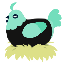 A black and mint chicken with a head pattern