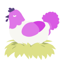 A white and orchid chicken with a head pattern