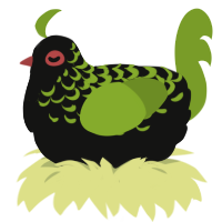 (unnamed), a black and chartreuse chicken with a half-lace pattern