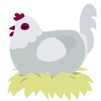A silver and mist chicken with a head pattern