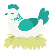 A white and turquoise chicken with a neck-speckle pattern
