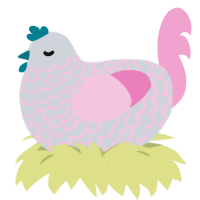 Pretty, a mist and pink chicken with a lace pattern