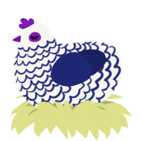 Advanced, a white and navy chicken with a lace pattern