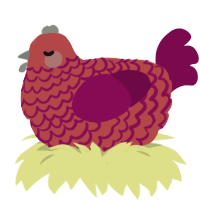 A red and wine chicken with a lace pattern