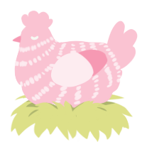 A rose chicken with a bar pattern