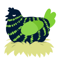 A tumblr and grass chicken with a bar pattern