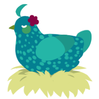 A sea and turquoise chicken with a speckle pattern