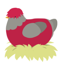 A crimson and ash chicken with a head pattern