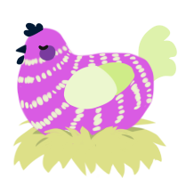A orchid and apple chicken with a bar pattern