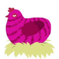 Pinkyberry, a fuchsia and maroon chicken with a bar pattern