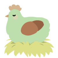 Mint Chip, a gluppy and brown chicken