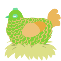 Melonball, a grass and honey chicken with a lace pattern