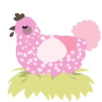 insulation, a pink and rose chicken with a speckle pattern