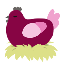 Lush, a maroon and pink chicken