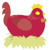 Ketchup, a crimson and red chicken with a neck-speckle pattern