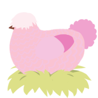 A rose and pink chicken with a lace pattern