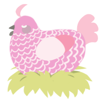 A pink and rose chicken with a lace pattern