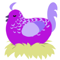 A amethyst and lilac chicken with a half-lace pattern