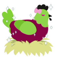 Zim, a maroon and grass chicken with a head pattern